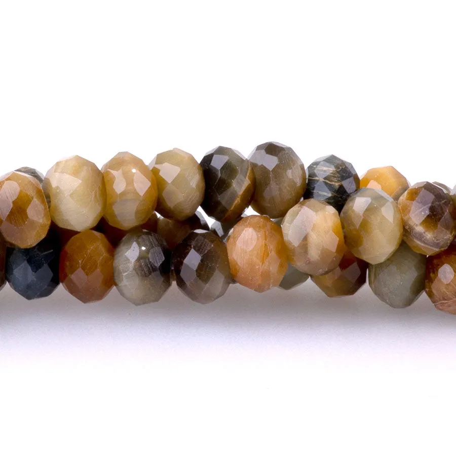 Golden Blue Tiger Eye 4x6mm Faceted Rondelle - 15-16 Inch