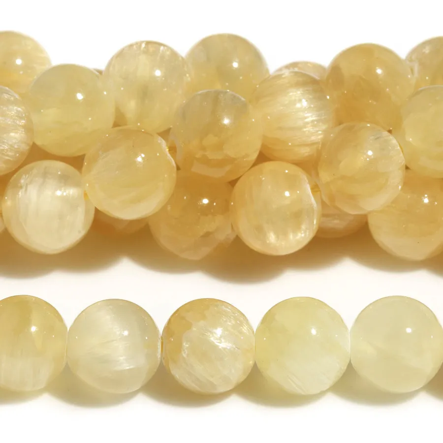 Golden Selenite 10mm Round - 15-16 Inch