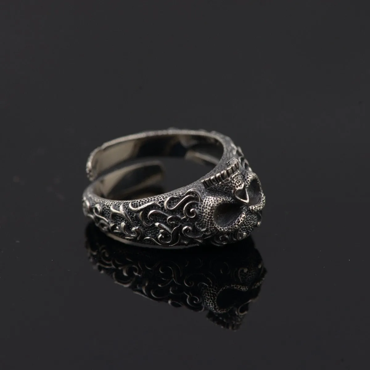 Gothic Punk Skull 925 Sterling Silver Resizable Vintage Ring