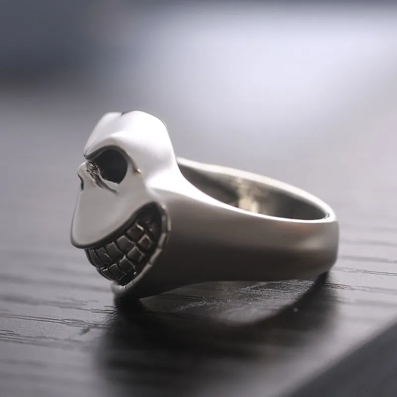 Gothic Skull Smile 925 Sterling Silver Handmade Vintage Retro Punk Biker Ring