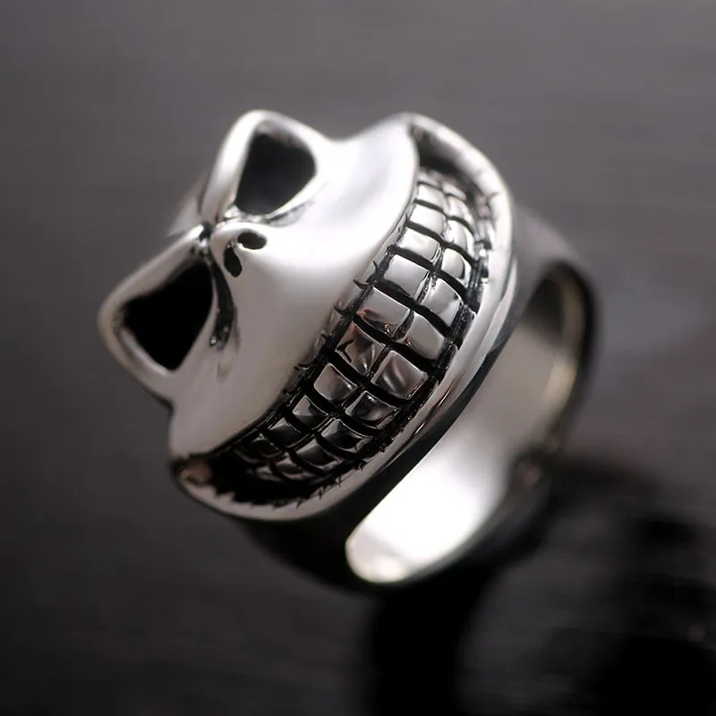 Gothic Skull Smile 925 Sterling Silver Handmade Vintage Retro Punk Biker Ring