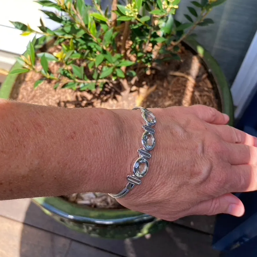 Green Amethyst Clio Bracelet with Three Oval Gems