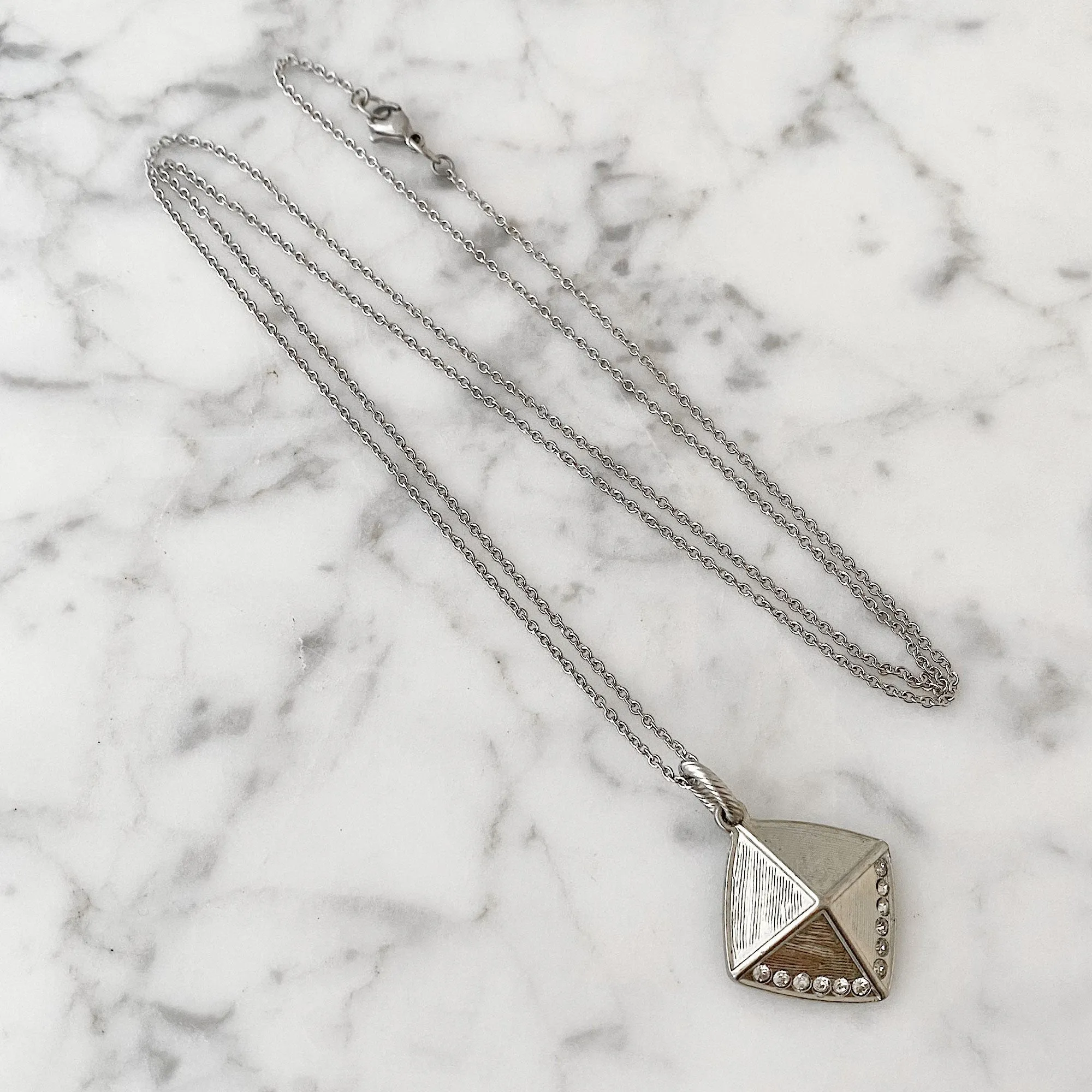 HAMLIN silver diamond pendant necklace