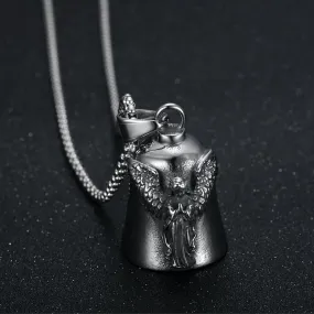 Hip Hop Titanium Steel Punk Motorcycle Lucky Angel Wings Exorcism Bell Pet Bell Pendant