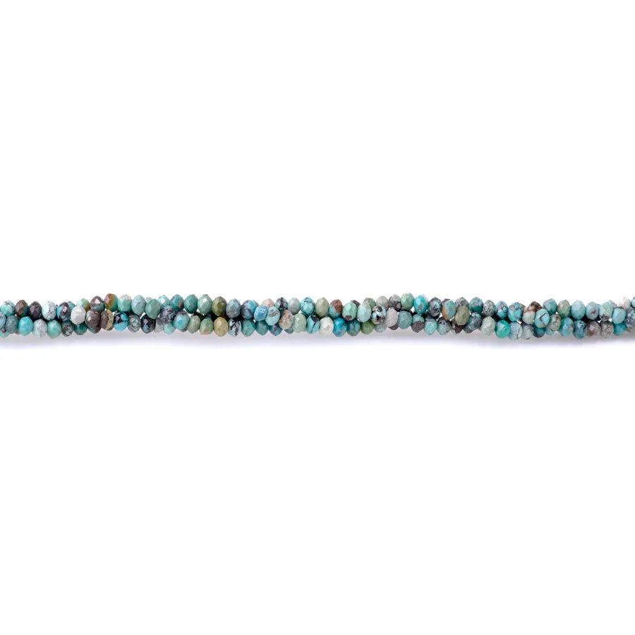 Hubei Turquoise Light Blue with Matrix 3mm Rondelle Faceted, AA Grade - 15-16 Inch