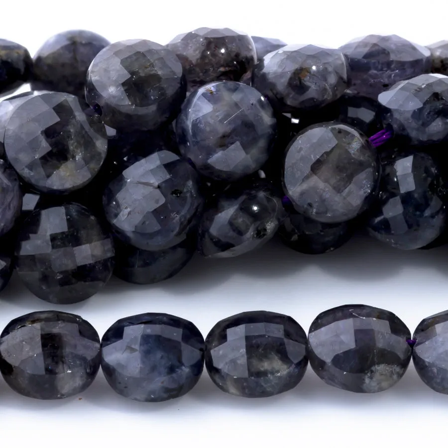 Iolite 8mm Coin Faceted - 15-16 Inch