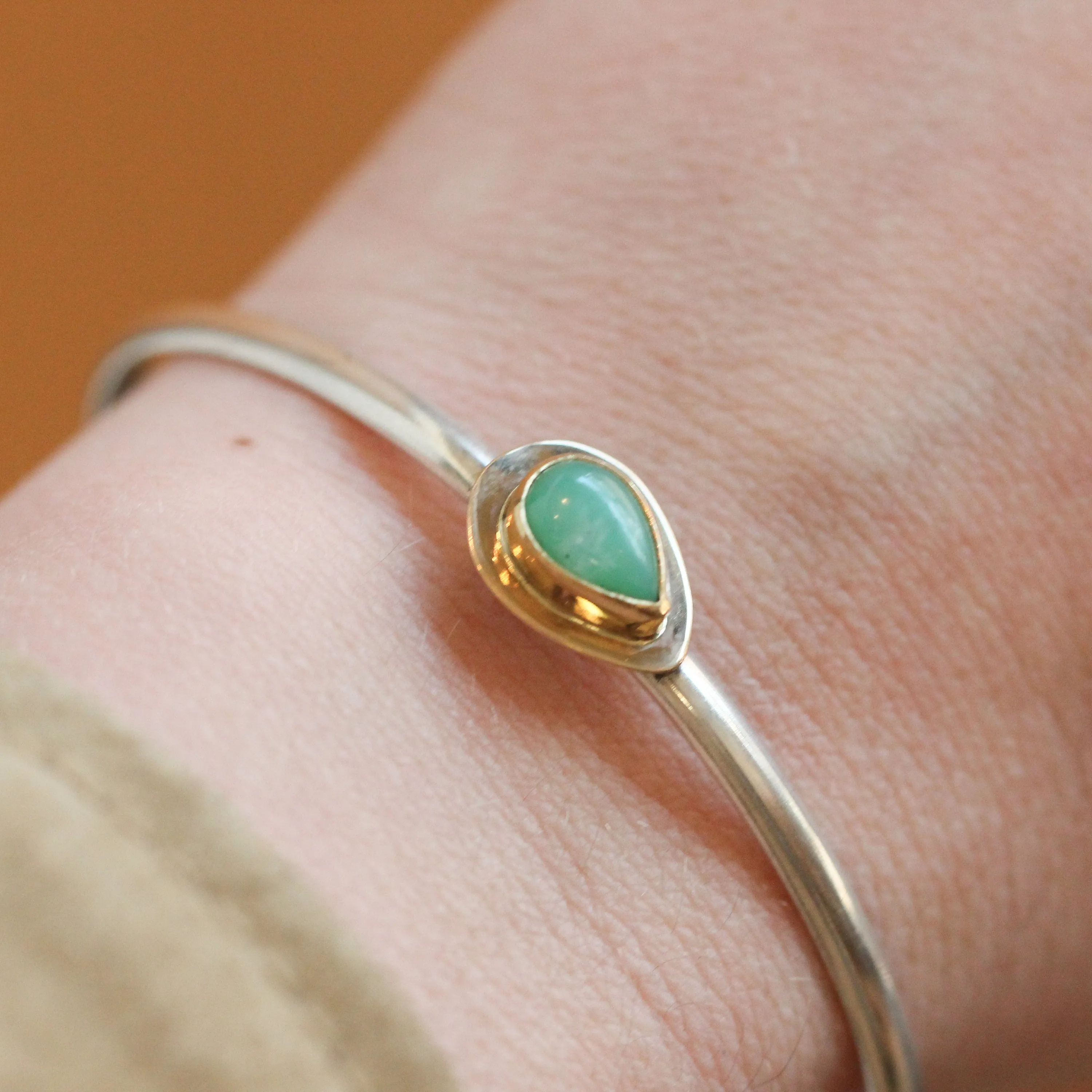 Jade Cuff Bracelet - 14K Gold Jade Bracelet - Silver and Gold Bangle - 14K Cuff - Goldsmith