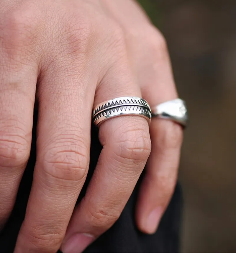 Jagged 925 Sterling Silver Adjustable Vintage Hip-hop Rock Ring