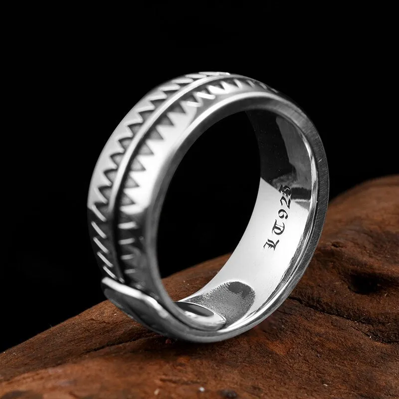 Jagged 925 Sterling Silver Adjustable Vintage Hip-hop Rock Ring