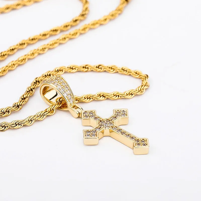 Jesus retro style cross pendant