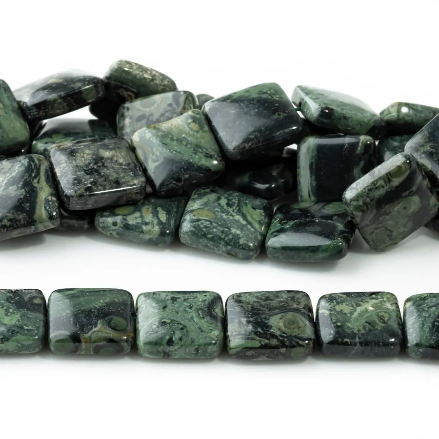 Kambaba Jasper 14mm Puff Square - 15-16 Inch - CLEARANCE