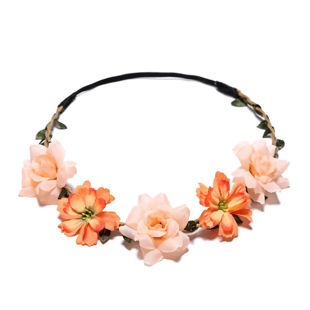 Ladies Girls Silk Simulation Flower Hair Ornaments Rose Headband Jewelry