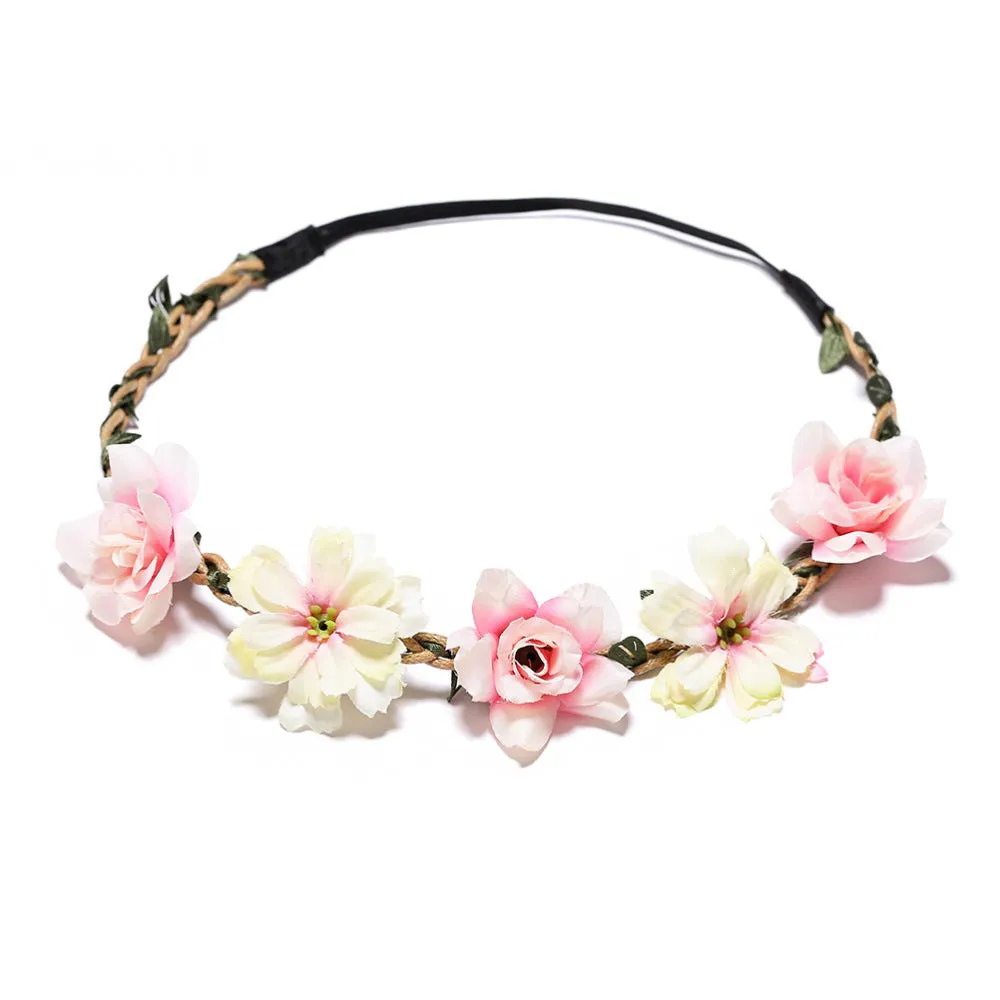 Ladies Girls Silk Simulation Flower Hair Ornaments Rose Headband Jewelry