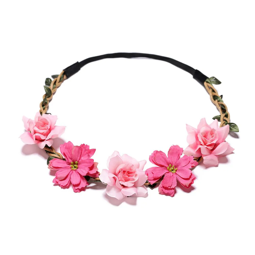 Ladies Girls Silk Simulation Flower Hair Ornaments Rose Headband Jewelry