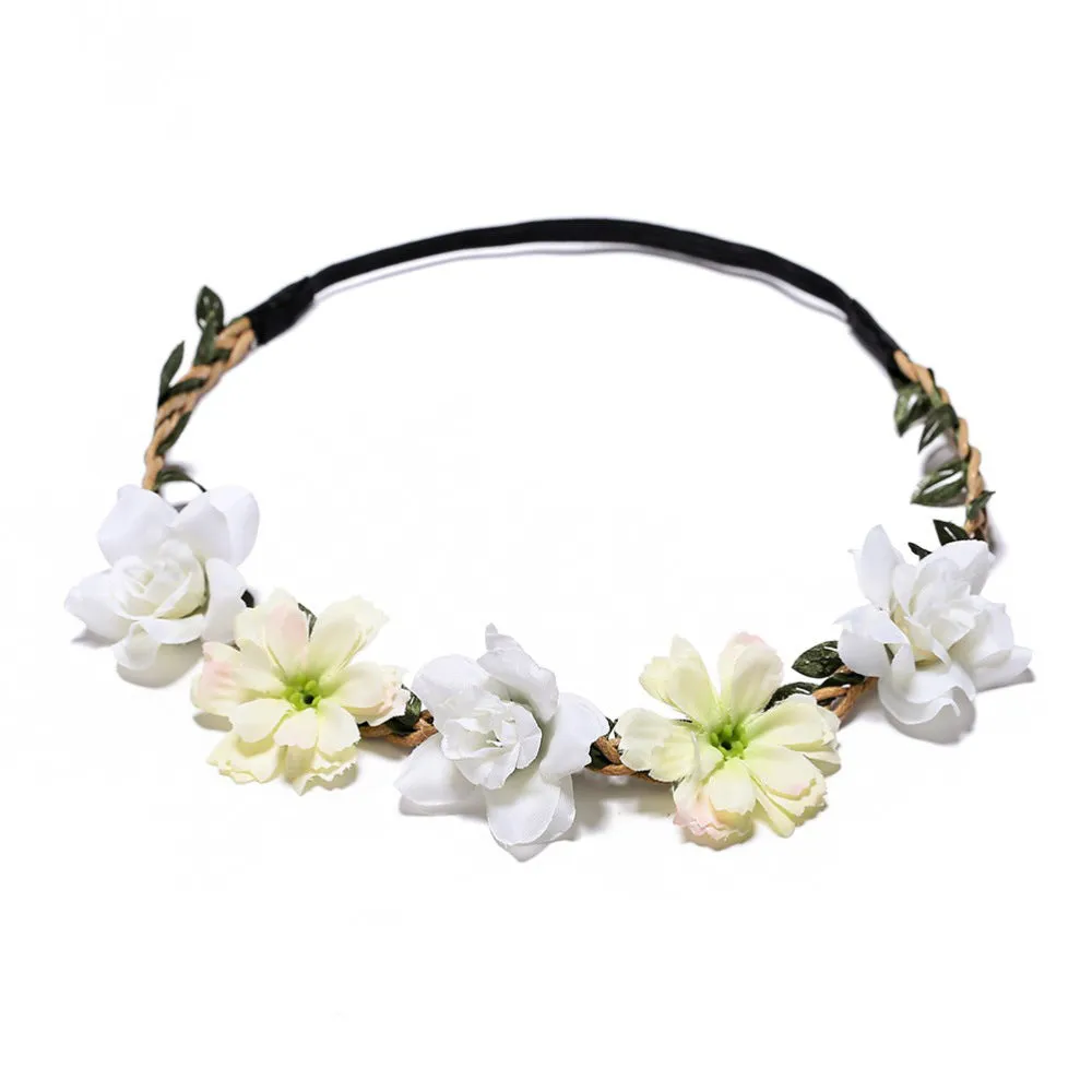 Ladies Girls Silk Simulation Flower Hair Ornaments Rose Headband Jewelry