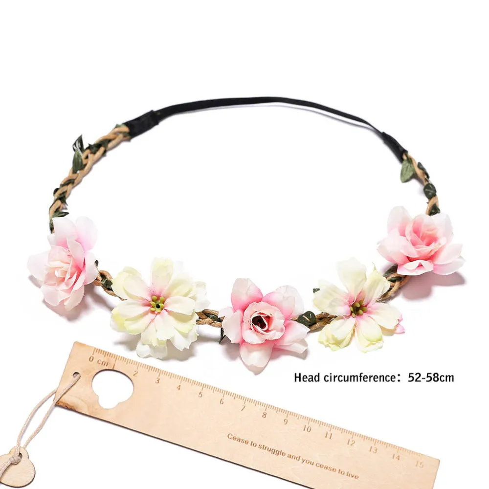 Ladies Girls Silk Simulation Flower Hair Ornaments Rose Headband Jewelry