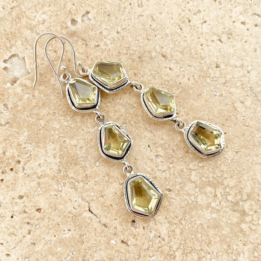 Lemon Quartz Multi Stone Drop Earrings - Melange