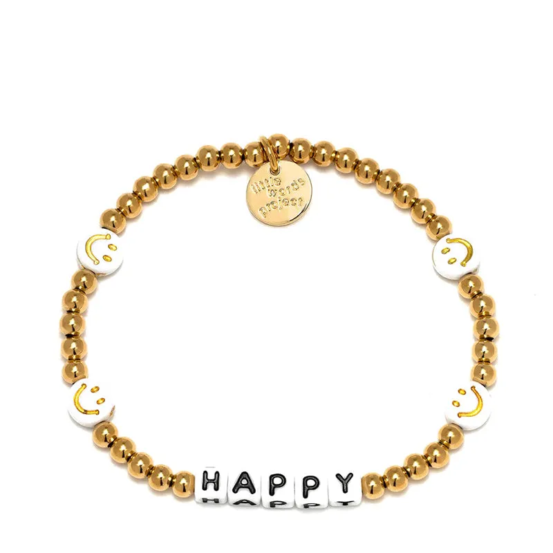 LITTLE WORDS PROJECT | Happy Waterproof Gold Bracelet