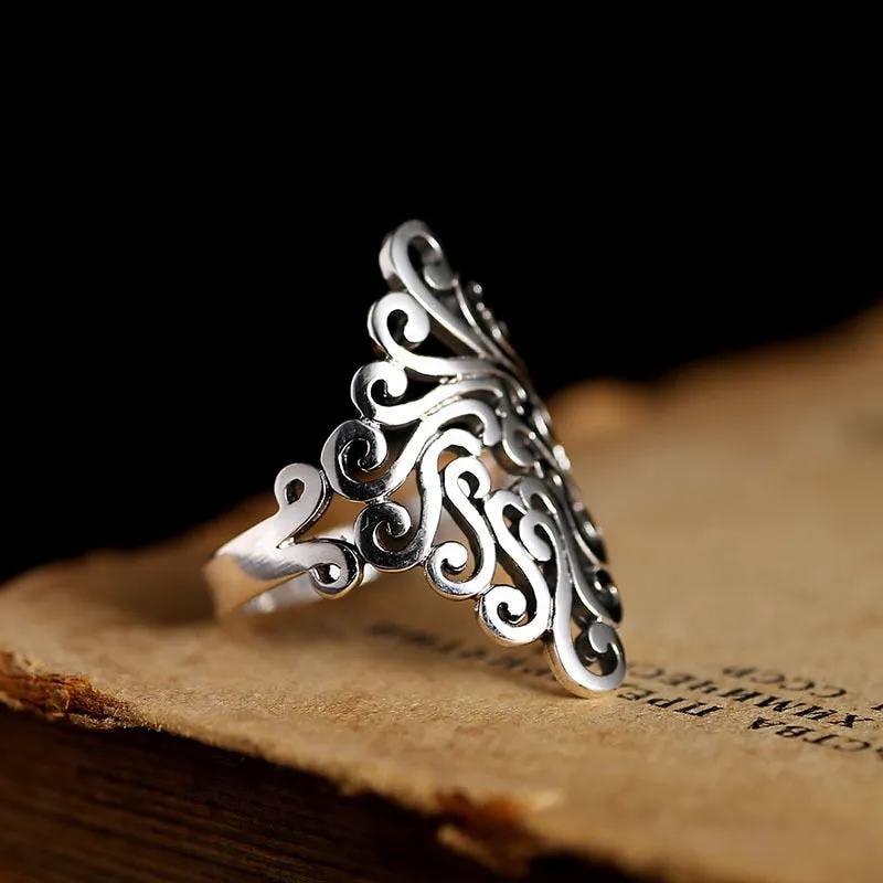 Lucky Pattern 925 Sterling Silver Vintage Fashion Ring