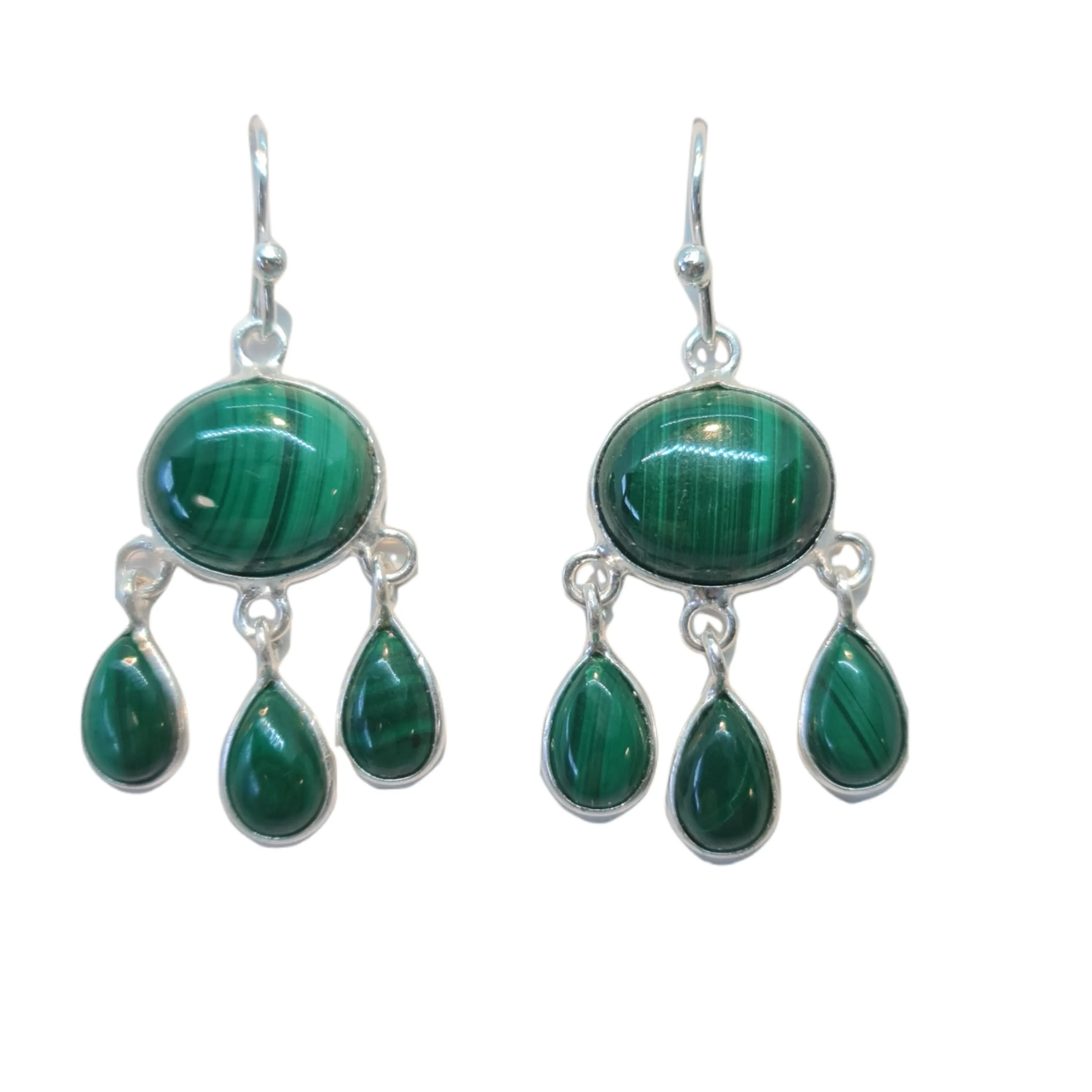 Malachite stone drop earrings