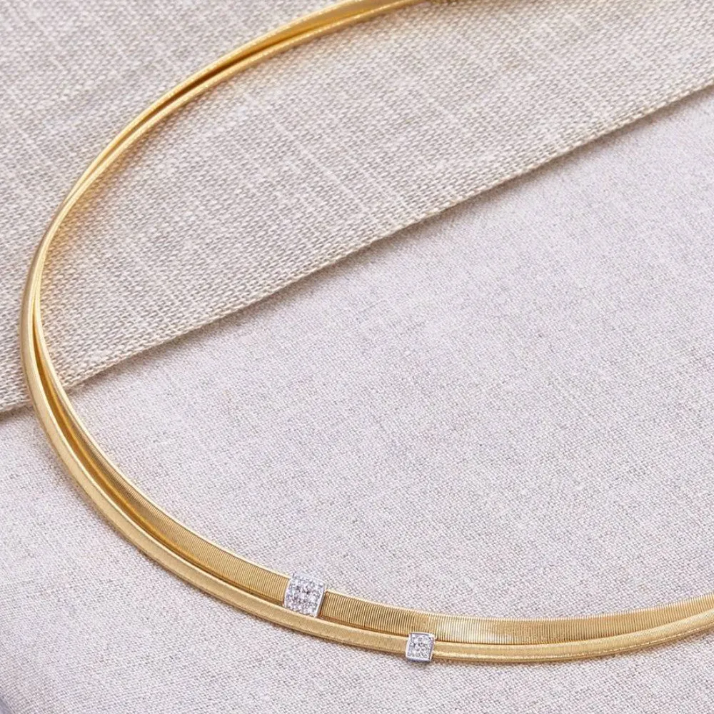 Marco Bicego 18k Yellow Gold Two-Strand Masai Necklace with Diamonds CG732 B YW