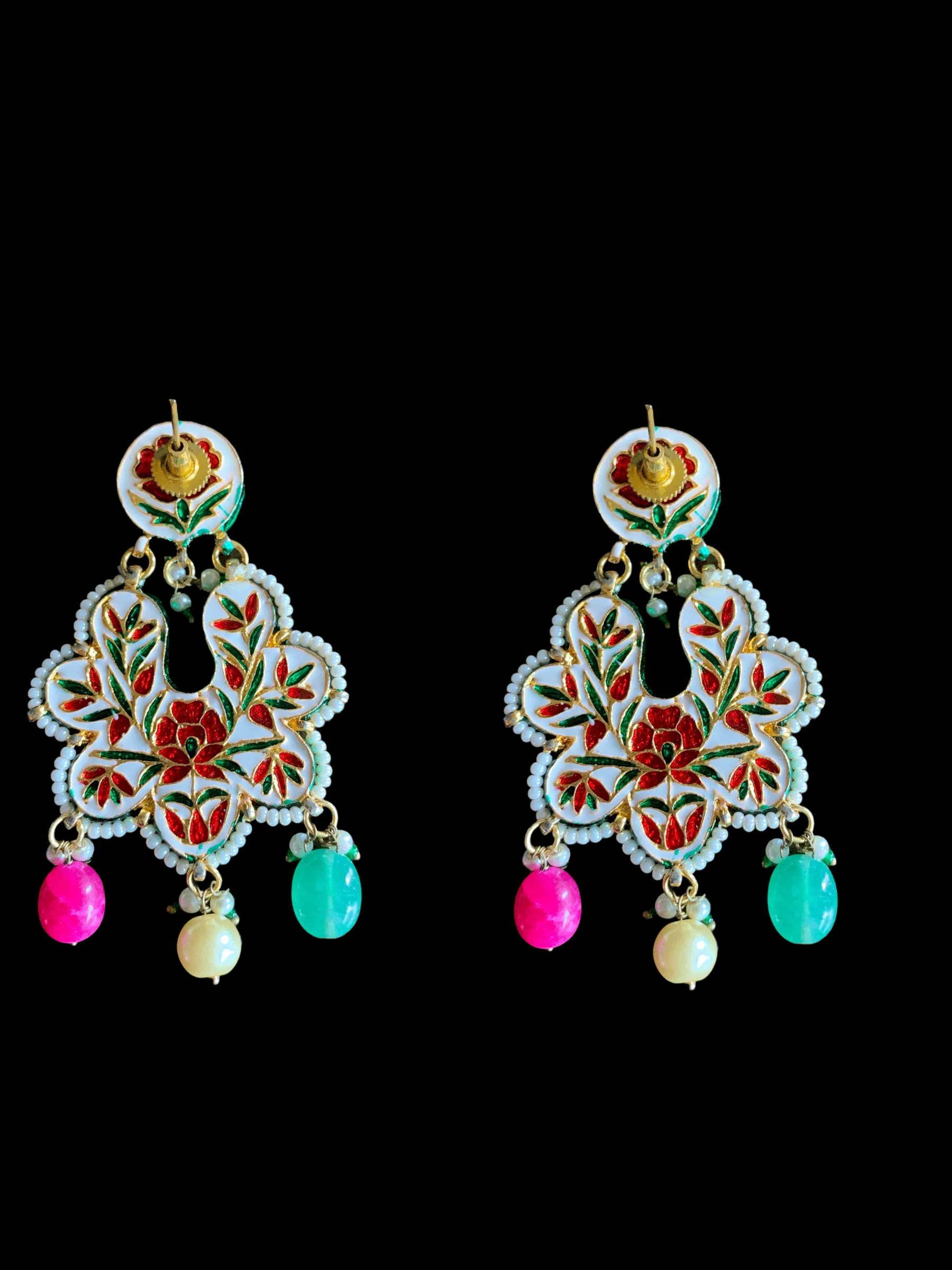 Navratan Kundan  Chandbali  earrings ( READY TO SHIP )