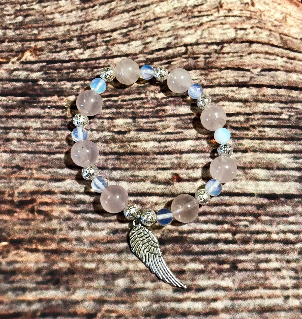 Opalite and Rose Quartz Stretch Bracelet