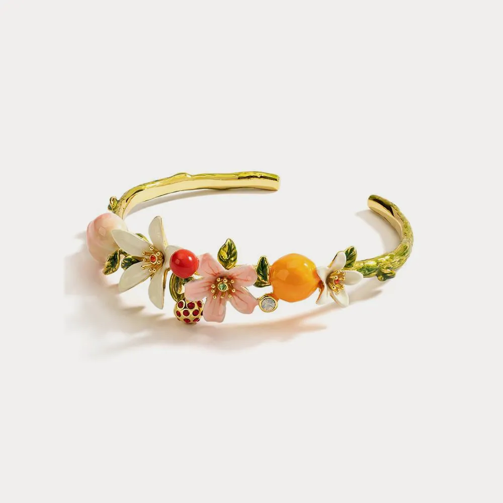 Orange Cherry Flower Cuff