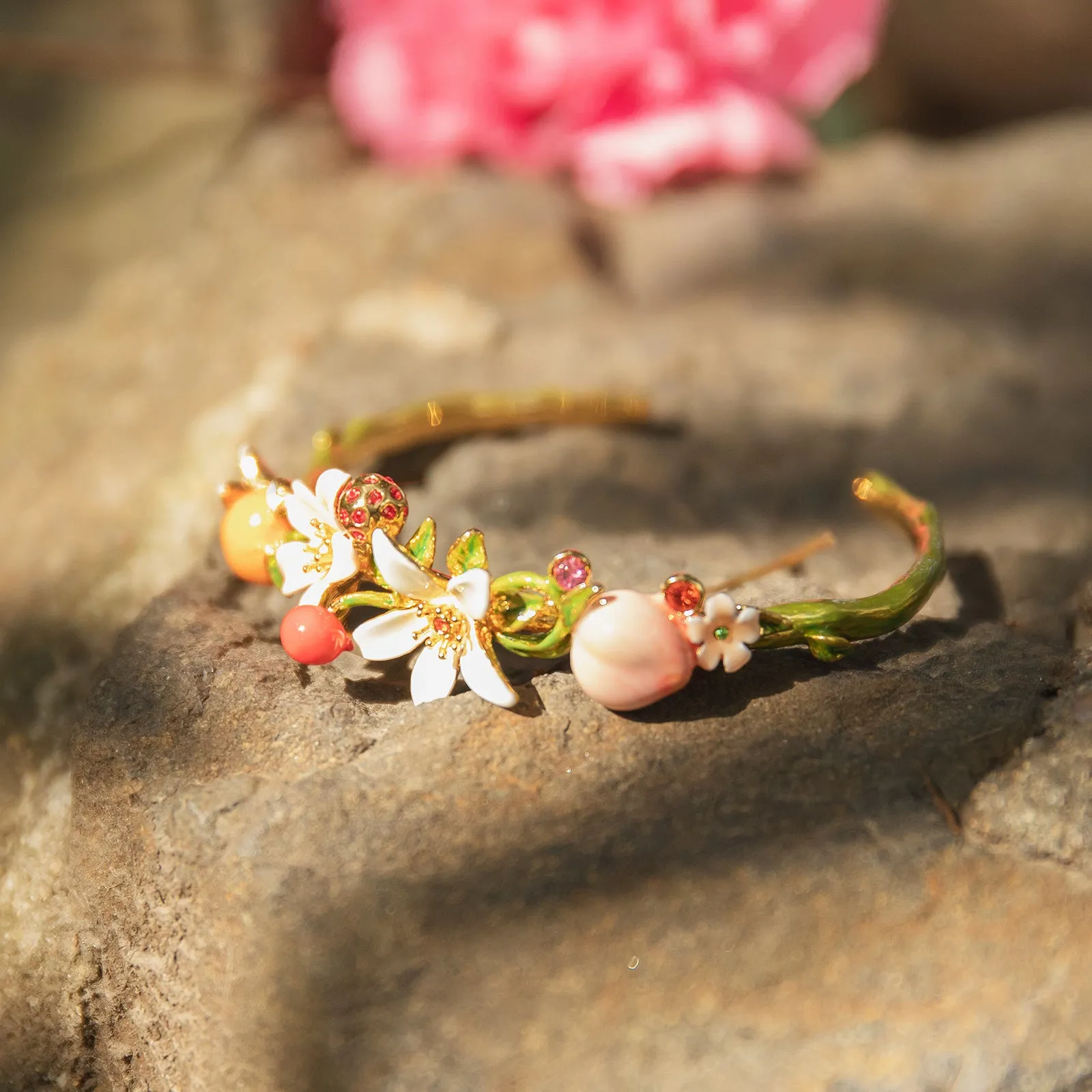 Orange Cherry Flower Cuff