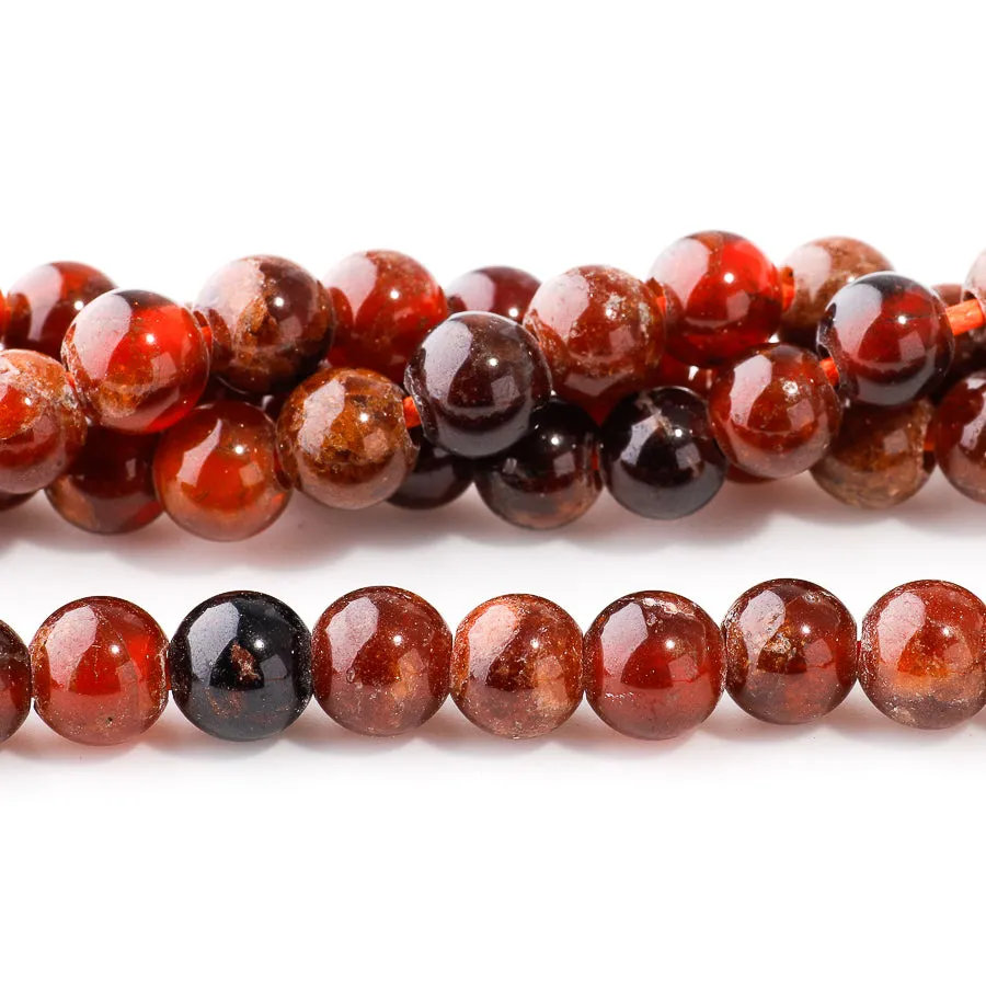 Orange Garnet 8mm Round - Large Hole Beads