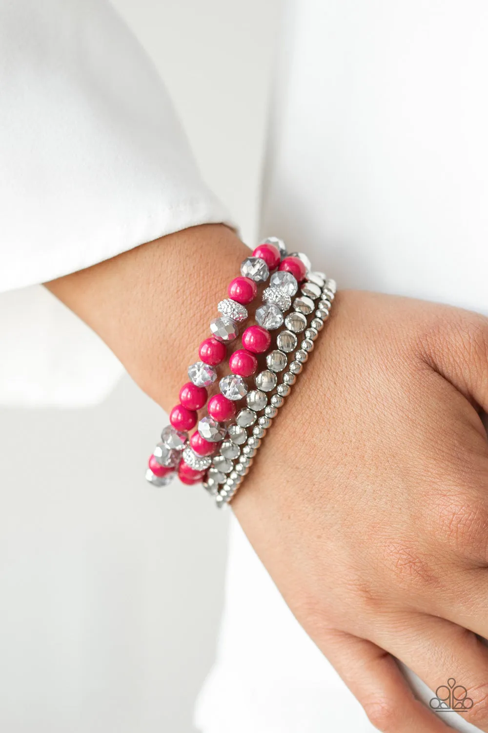 Paparazzi Bracelet ~ Socialize - Pink Stretchy Bracelet