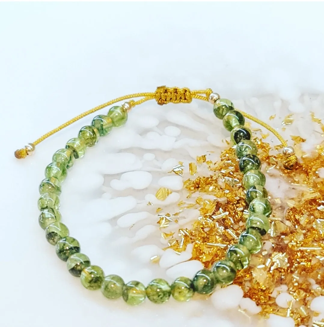 Peridot green natural stone bracelet handmade