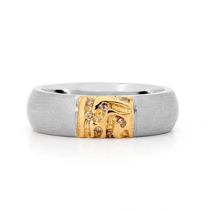 Polished Gold and Diamond  | Mens Ring