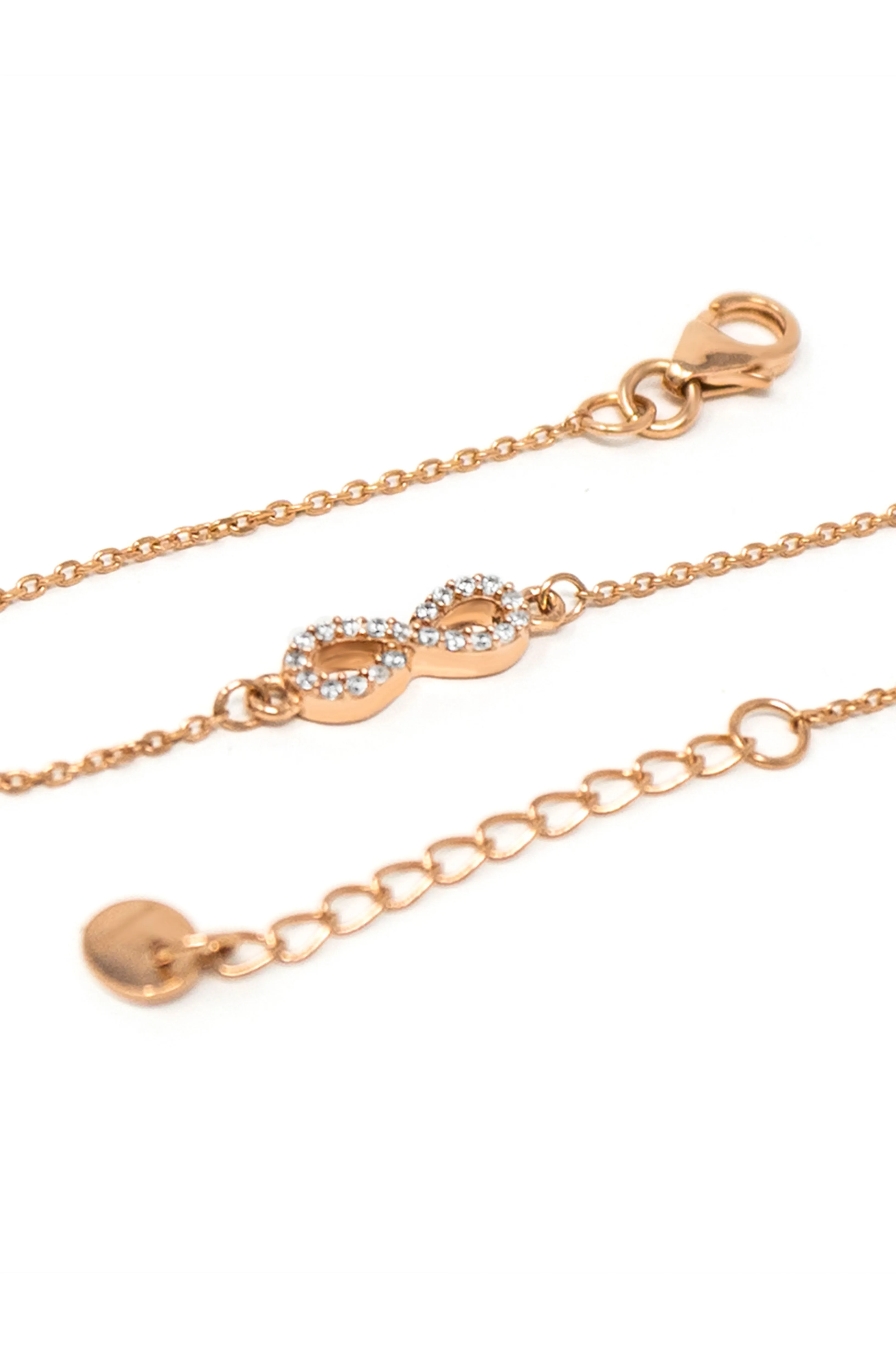 Pretty Tiny Infinity Rose Gold Plated Sterling Silver Chain Bracelet