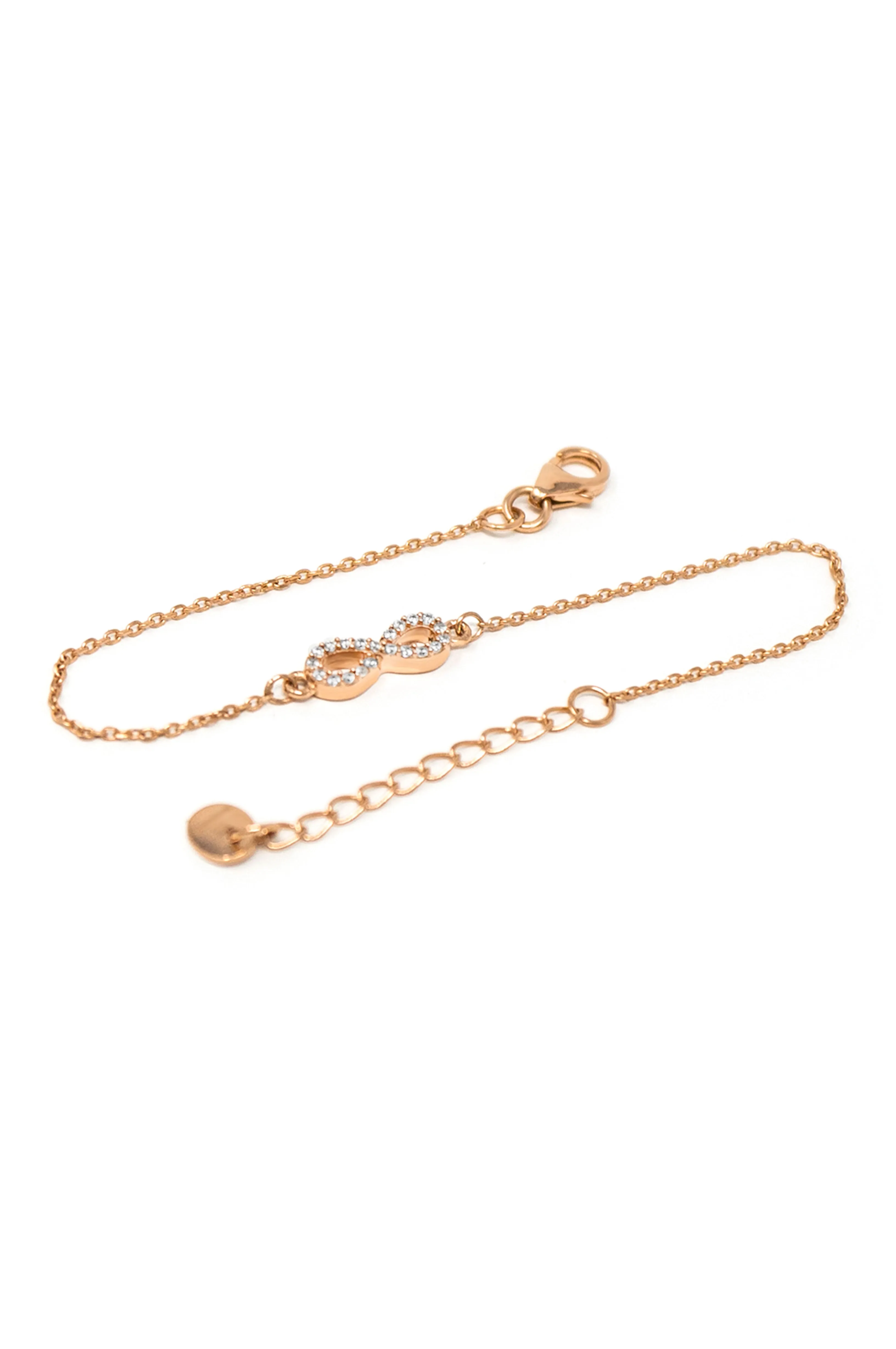 Pretty Tiny Infinity Rose Gold Plated Sterling Silver Chain Bracelet