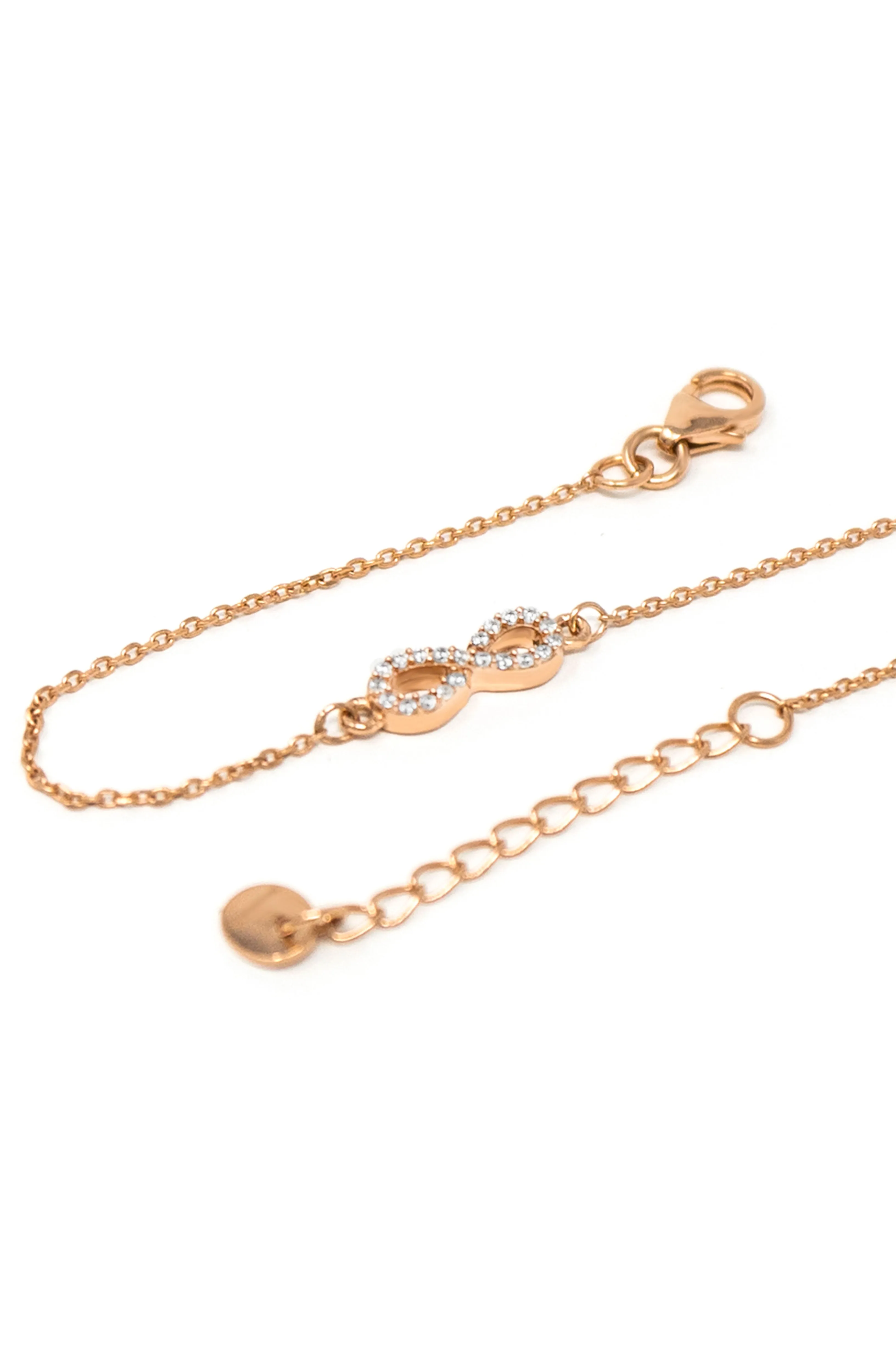 Pretty Tiny Infinity Rose Gold Plated Sterling Silver Chain Bracelet