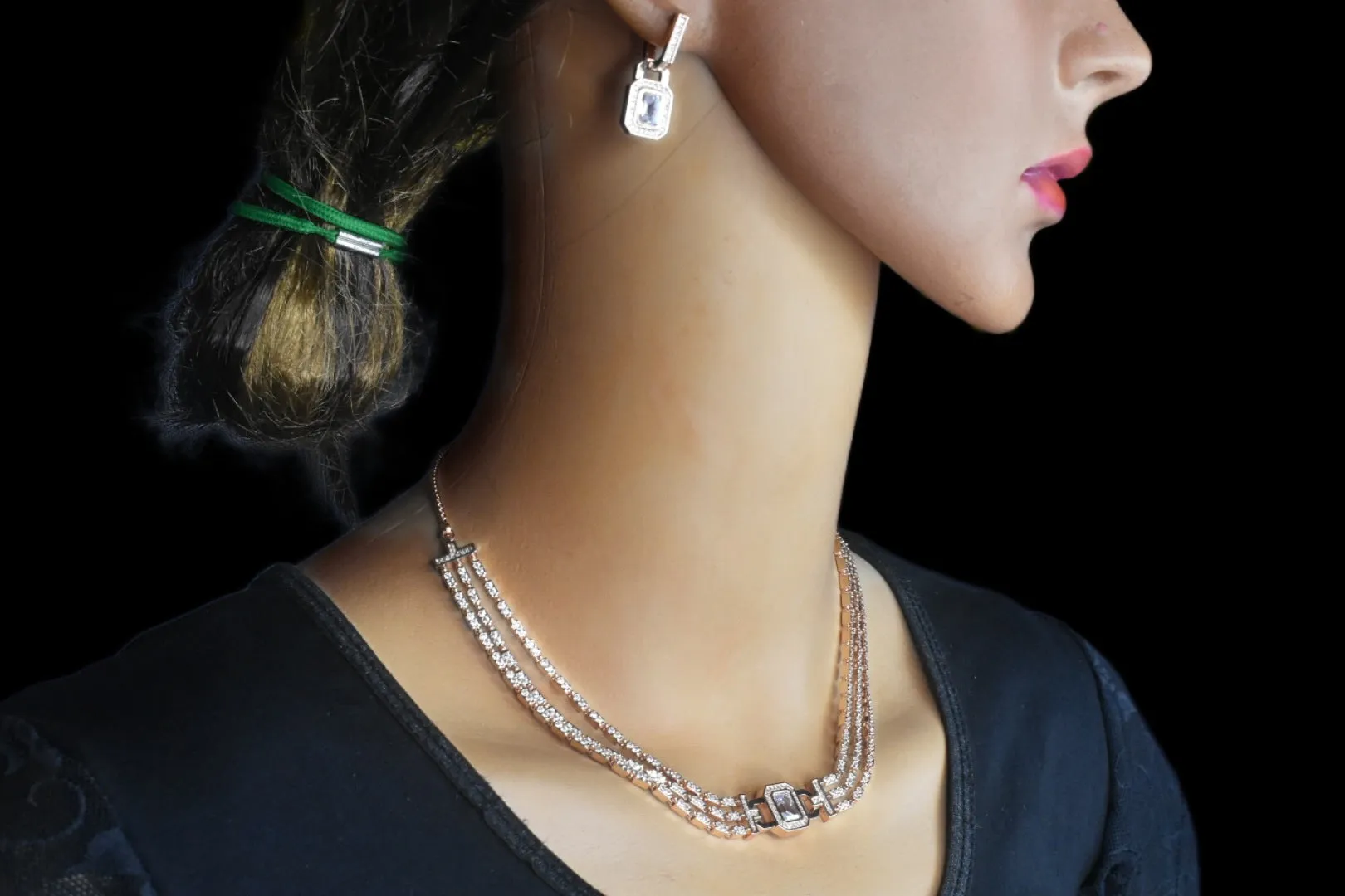 Ravishing Layered American Diamonds Necklace set By Asp Fashion Jewellery