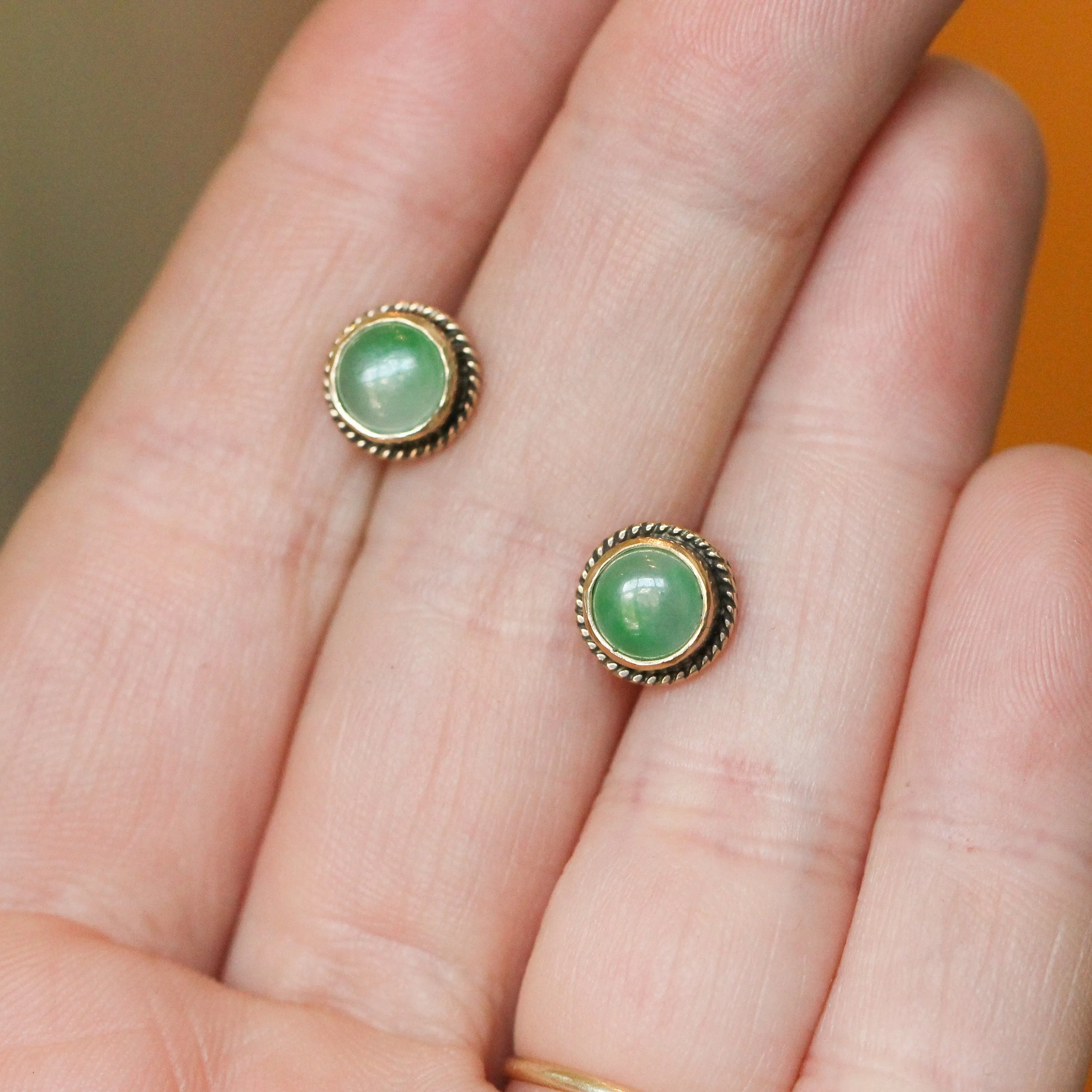 Ready to Ship - 14K Jade Posts - Jade Studs - 14 Karat Gold Posts - Goldsmith Jade Earrings