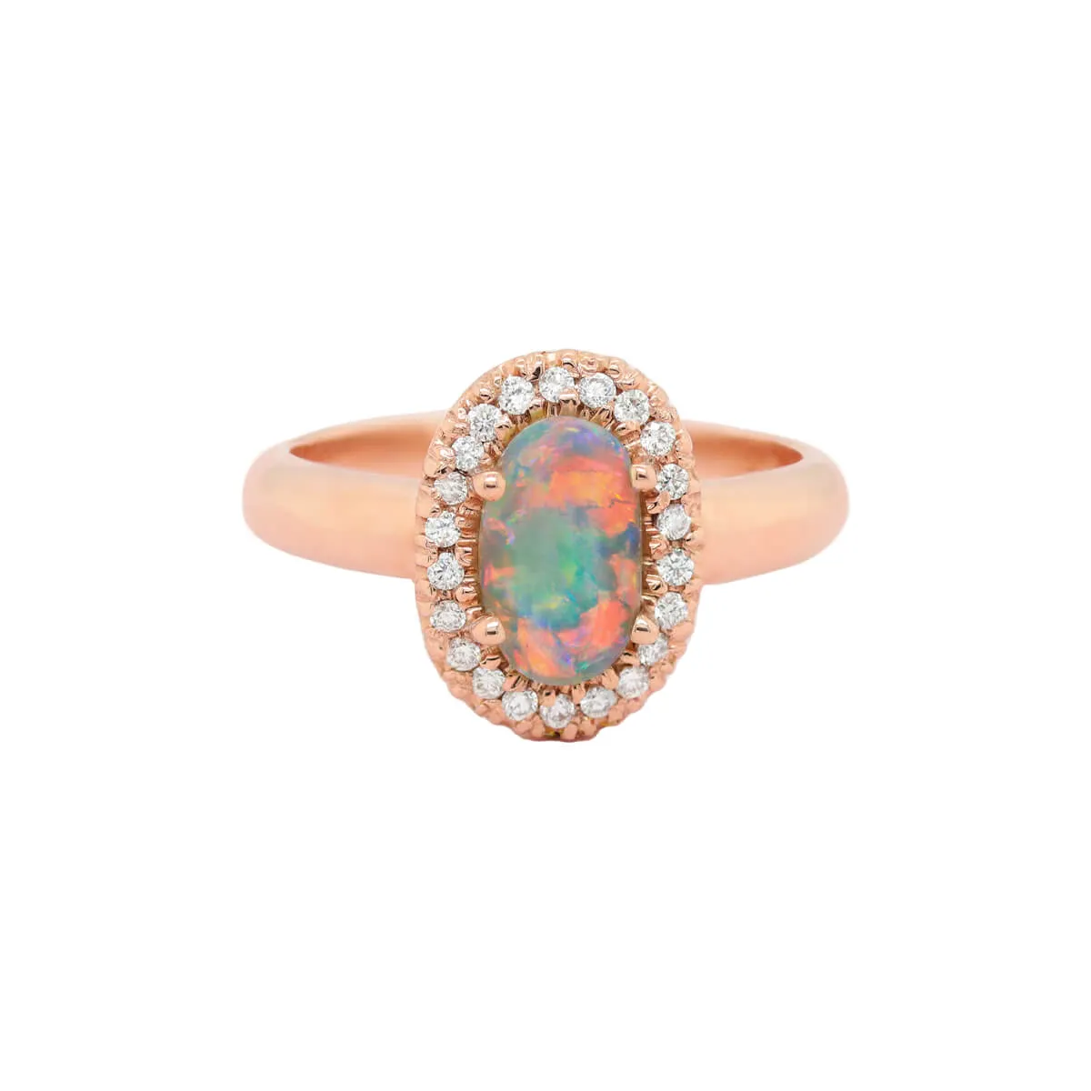 Red Crystal Opal Halo Ring