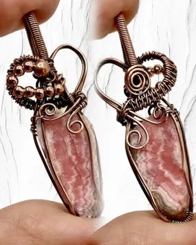 Rhodochrosite Raw Natural Wire Wrapped Pendant