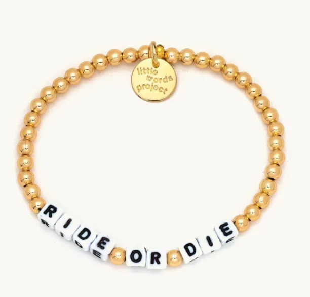 Ride Or Die Gold Beaded Bracelet