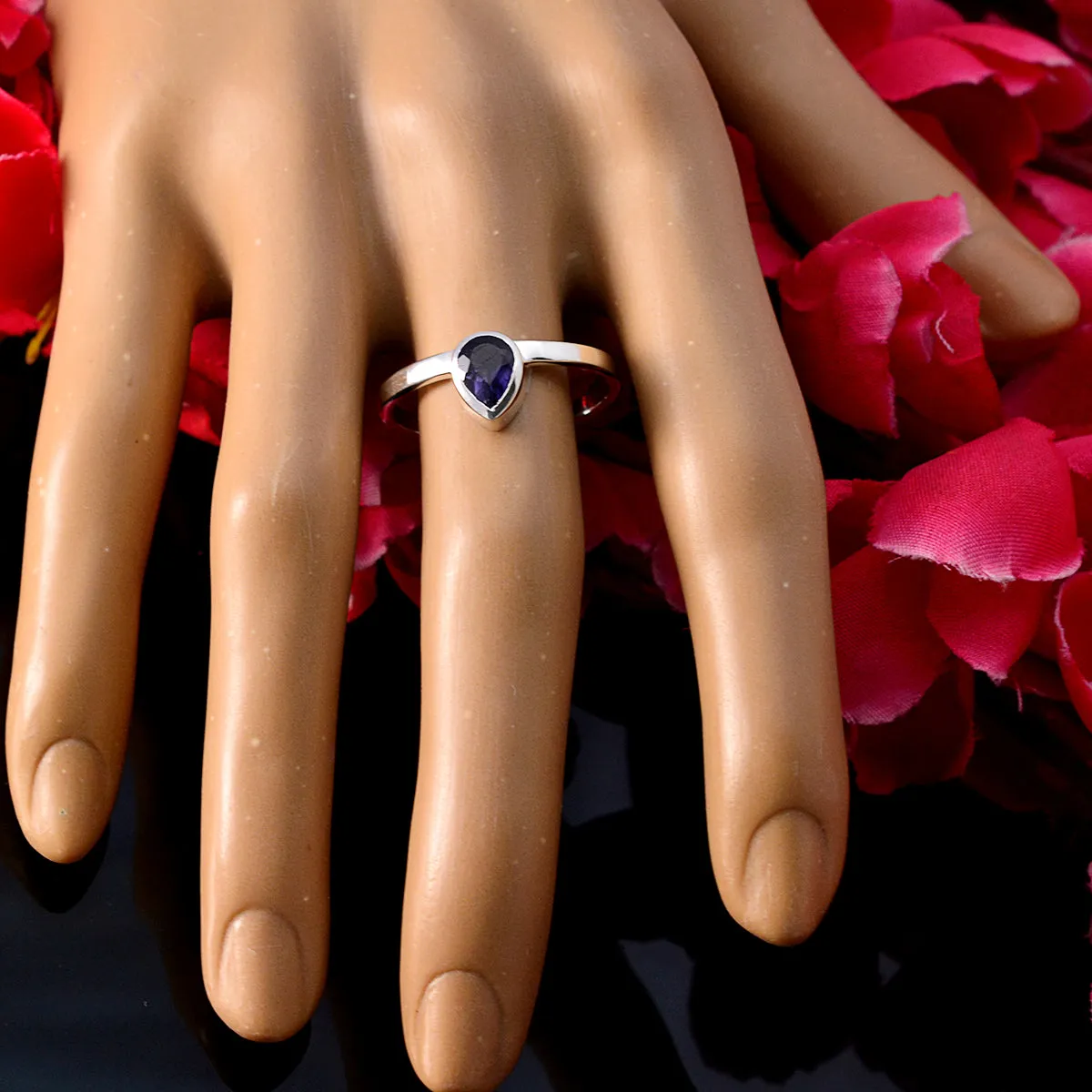 Riyo Attractive Gemstone Iolite 925 Sterling Silver Ring On Sale