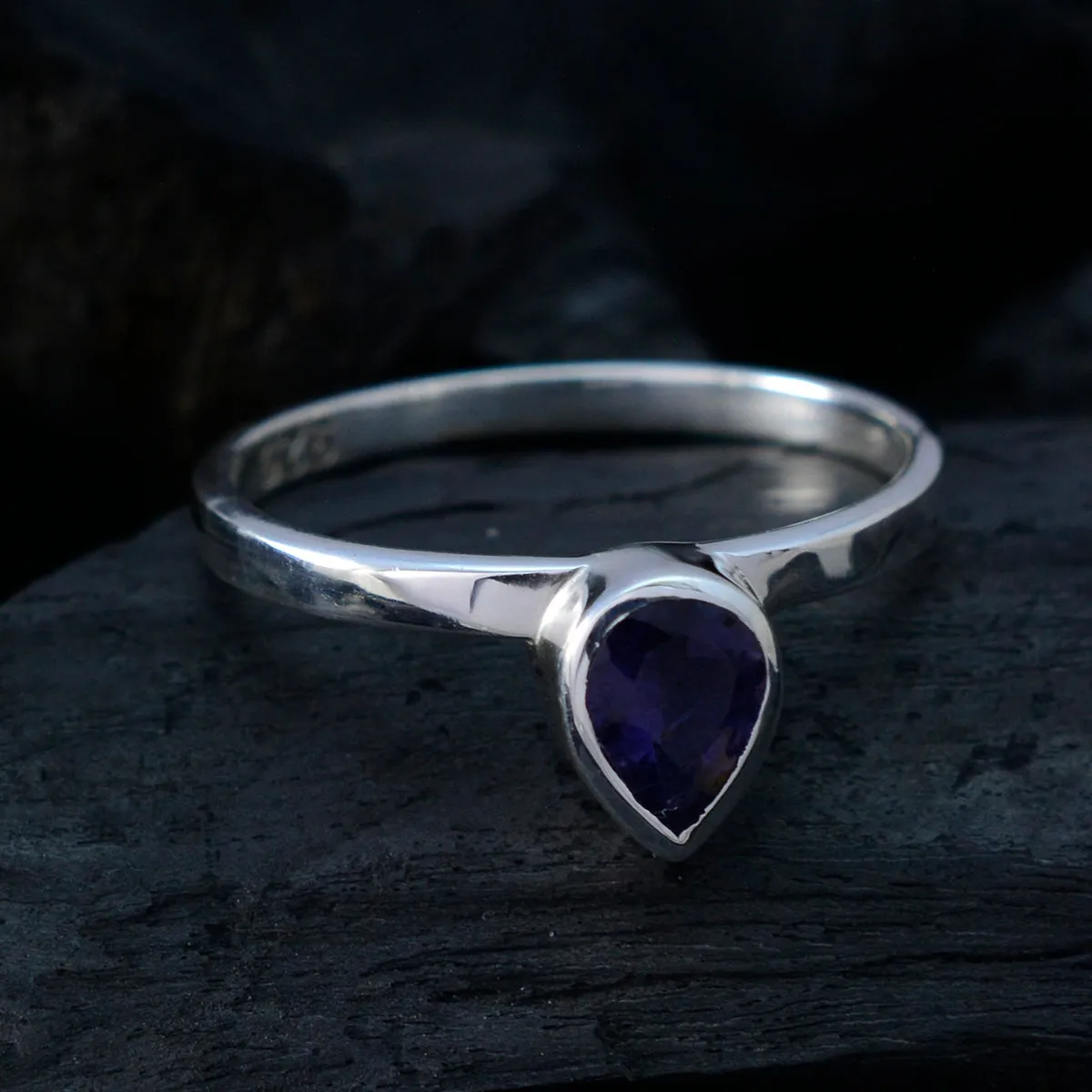 Riyo Attractive Gemstone Iolite 925 Sterling Silver Ring On Sale