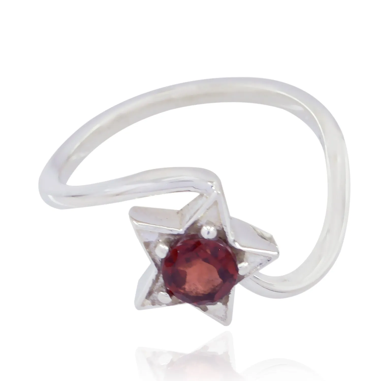 Riyo Desirable Gemstone Garnet Sterling Silver Ring Boho Jewelry