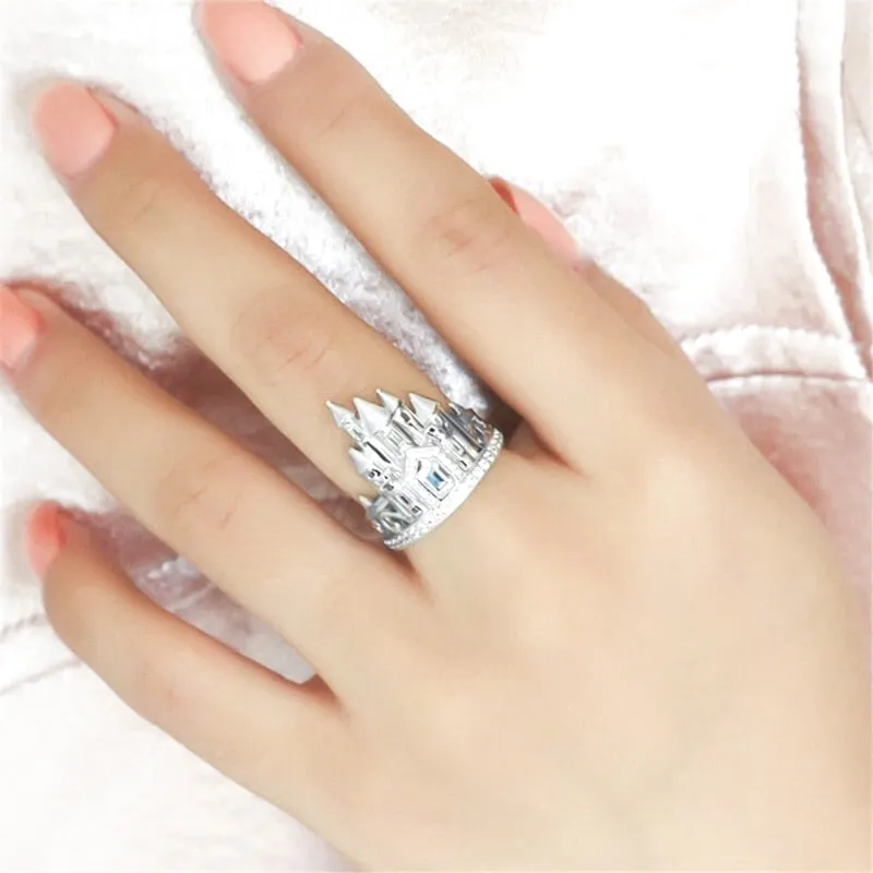 Romantic Castle Cubic Zirconia Wedding Ring