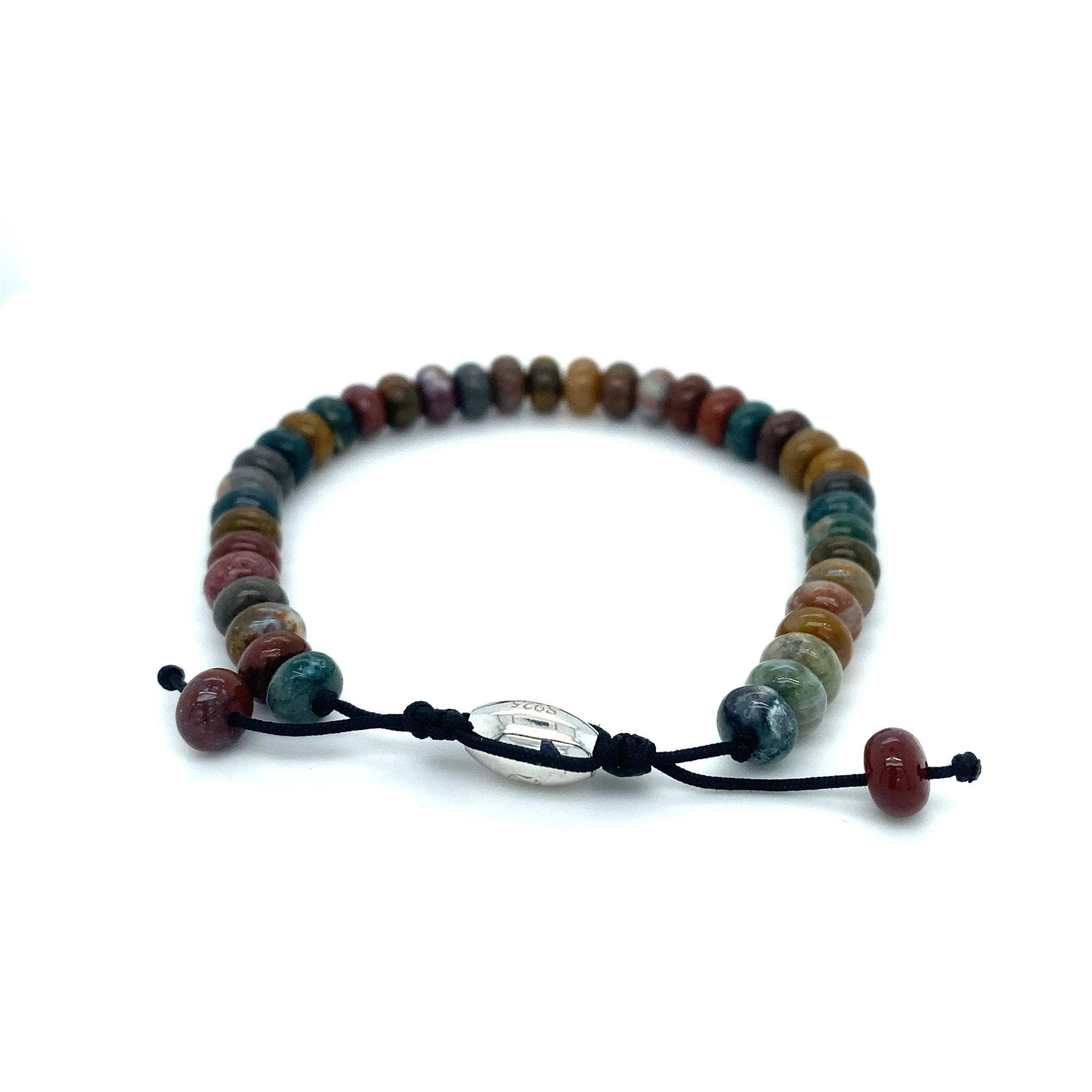 Rondelle Beaded Gemstone Adjustable Bracelet