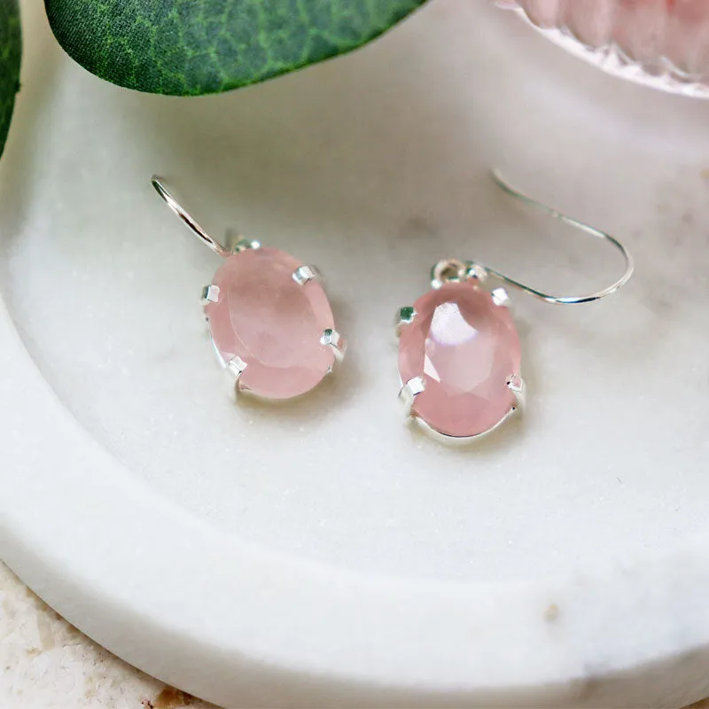 Rose Quartz Claw Set Bohemian Earrings