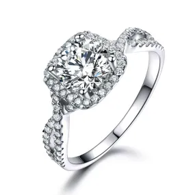 Round Cut Cubic Zirconia 925 Sterling Silver Wedding Ring