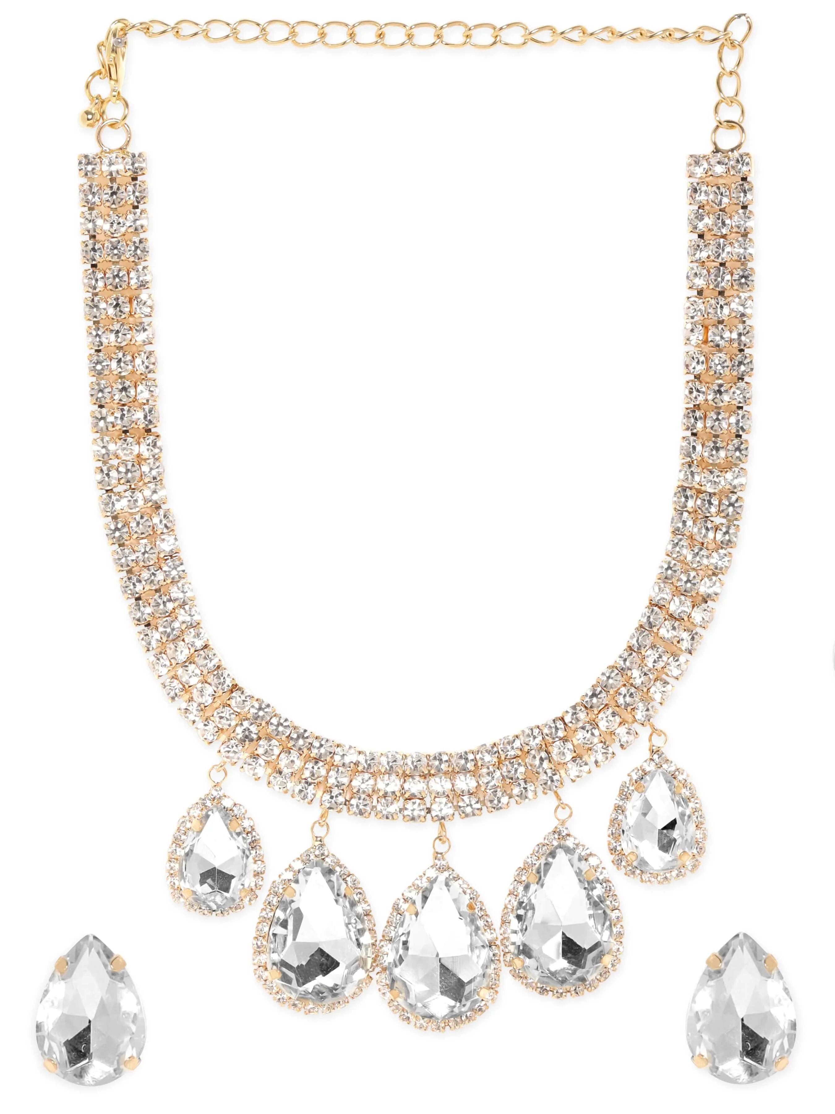 Rubans Golden Horizon Zircon Stone Gold Tone Western Necklace Set