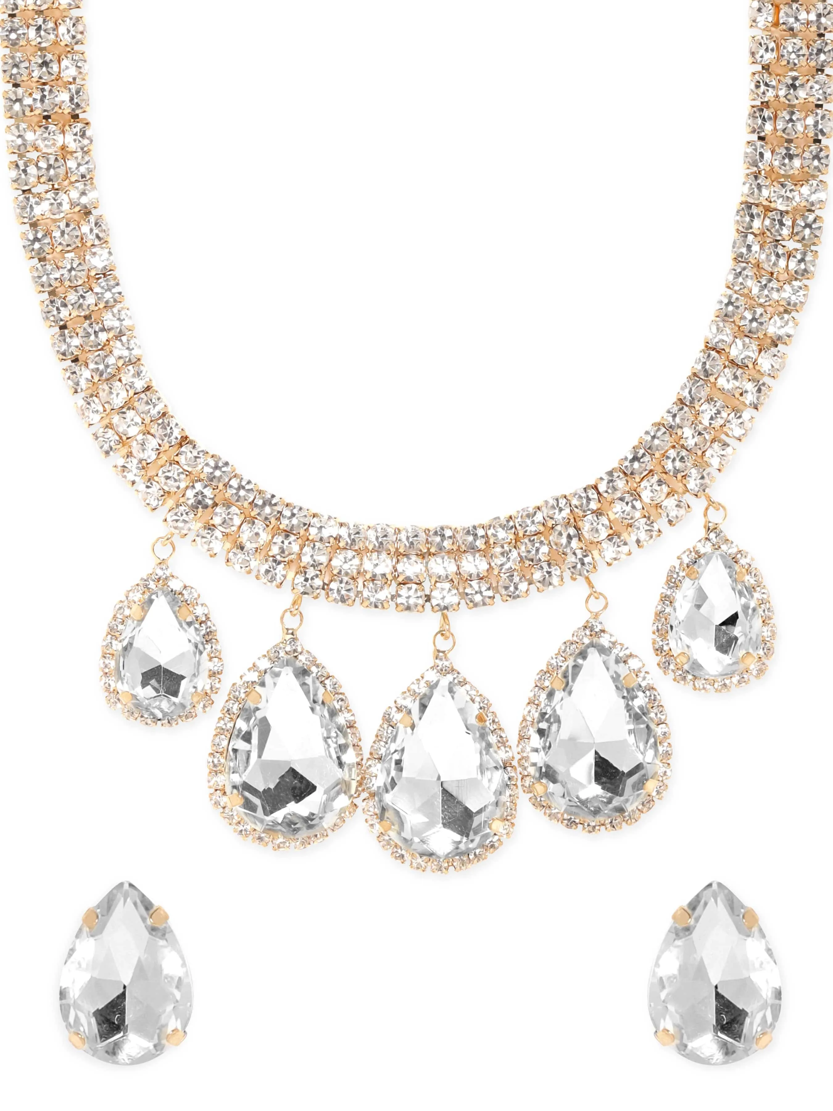 Rubans Golden Horizon Zircon Stone Gold Tone Western Necklace Set